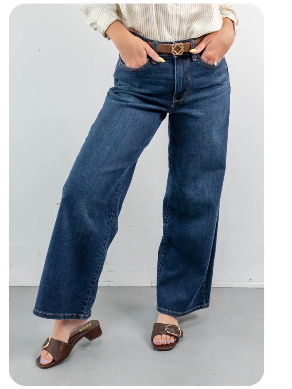 Judy Blue Dark Blue Wide-Leg Jeans